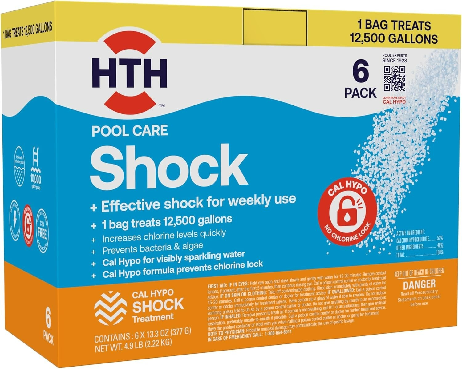 HTH Cal Hypo 52% Calcium Hypochlorite Swimming Pool Shock 1 lb - Choose Quantity gallery