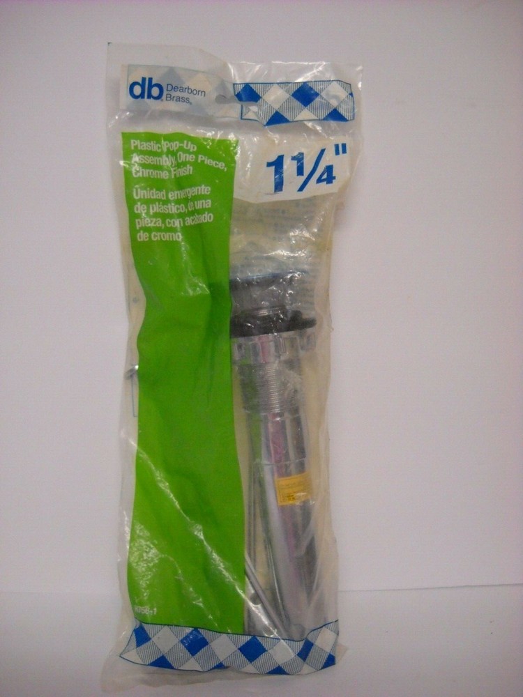 Dearborn Brass Plastic Pop-Up Drain Plunger Assembly Chrome Finish 1-1/4" H756-1