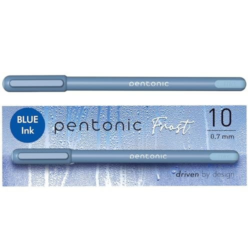 Ballpoint Pens, 10 Count, Frosted Pale Barrel with Ink, 0.7 mm Fine Blue Blue gallery