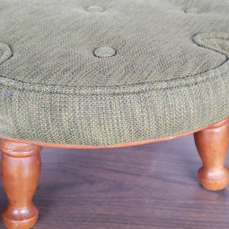 Vtg Colonial Stacking Foot Stool Ottoman Green Tweed Cushion 50s/60s MCM 16” gallery