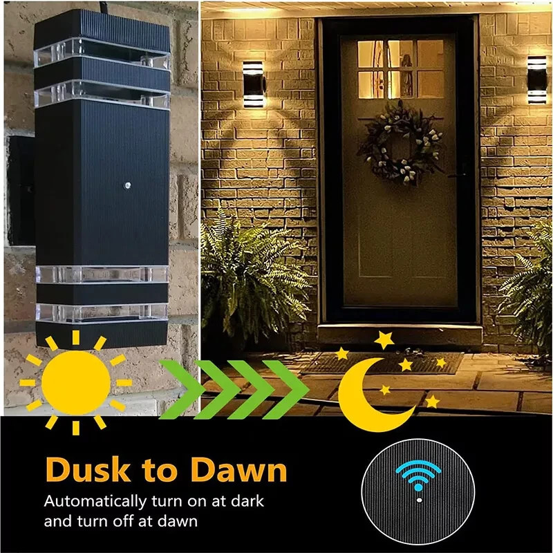 2 Pack Motion Sensor Outdoor Wall Light Fixture Up Down Porch Lights Modern US gallery