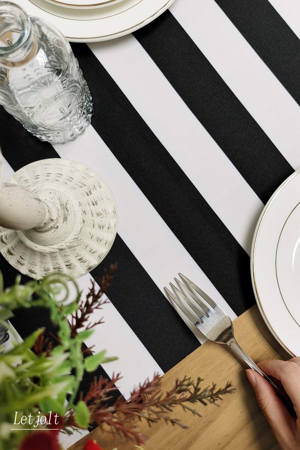 Black and White Striped Pattern Table Runner 12x72 Inches for Anniversary gallery