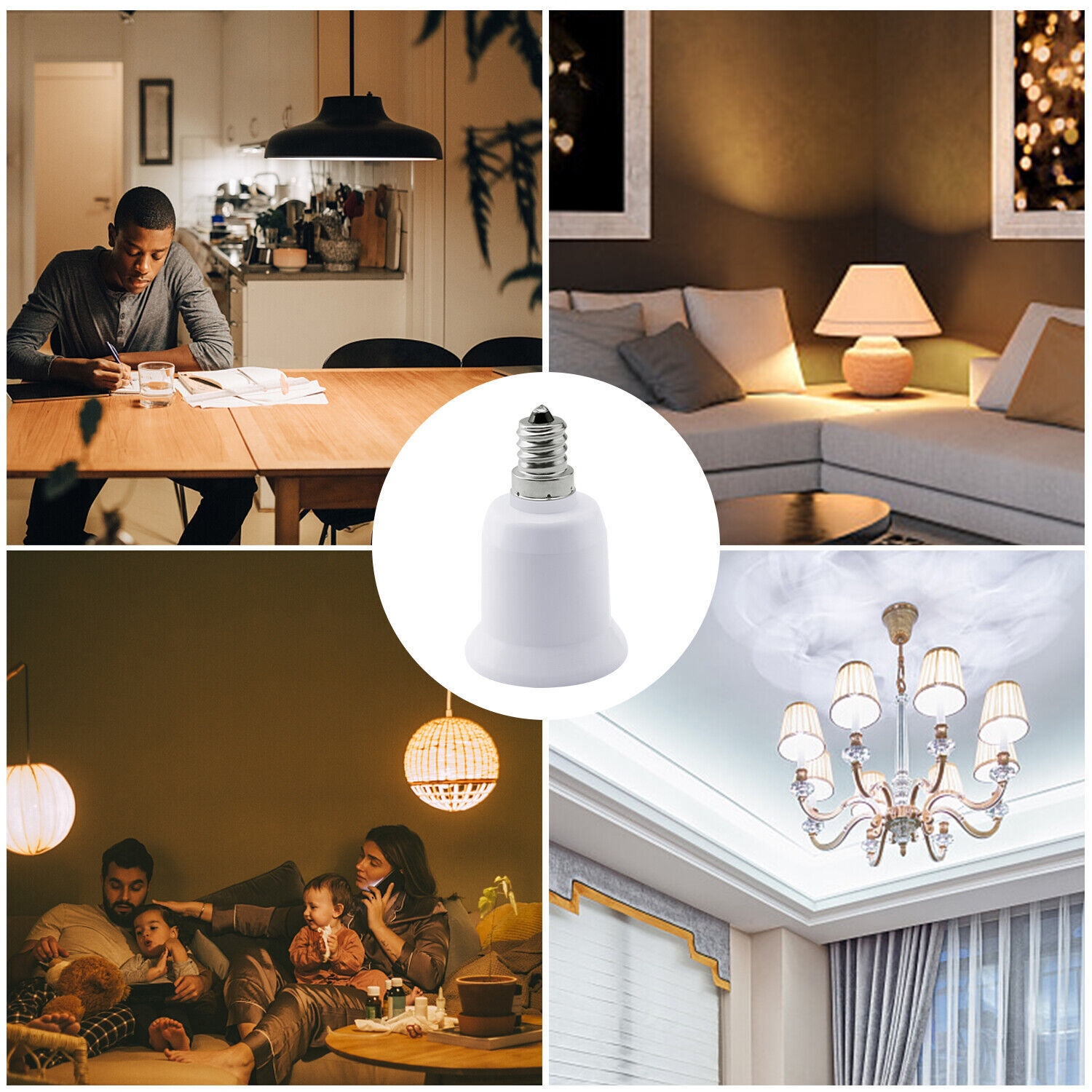 Light Bulb Socket Adapter E12 to E26/E27 Base Chandelier Converter US New gallery