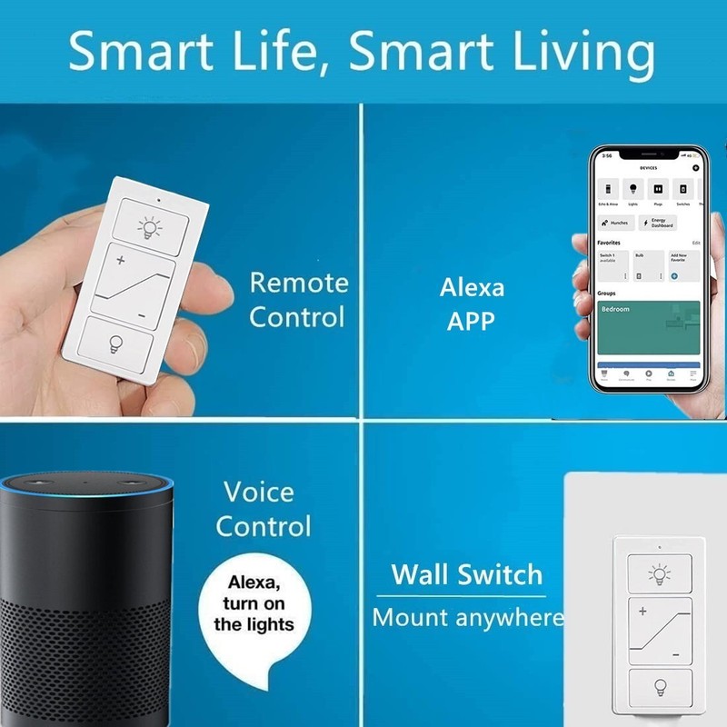 Smart Wireless Light Switch Kit No Wiring Dimmer Remote Control Work with Alexa gallery