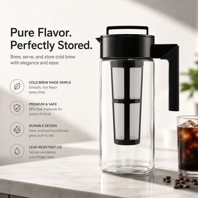 Takeya Deluxe Cold Brew Coffee Maker 32oz BPA-Free Airtight Fine Mesh Filter gallery