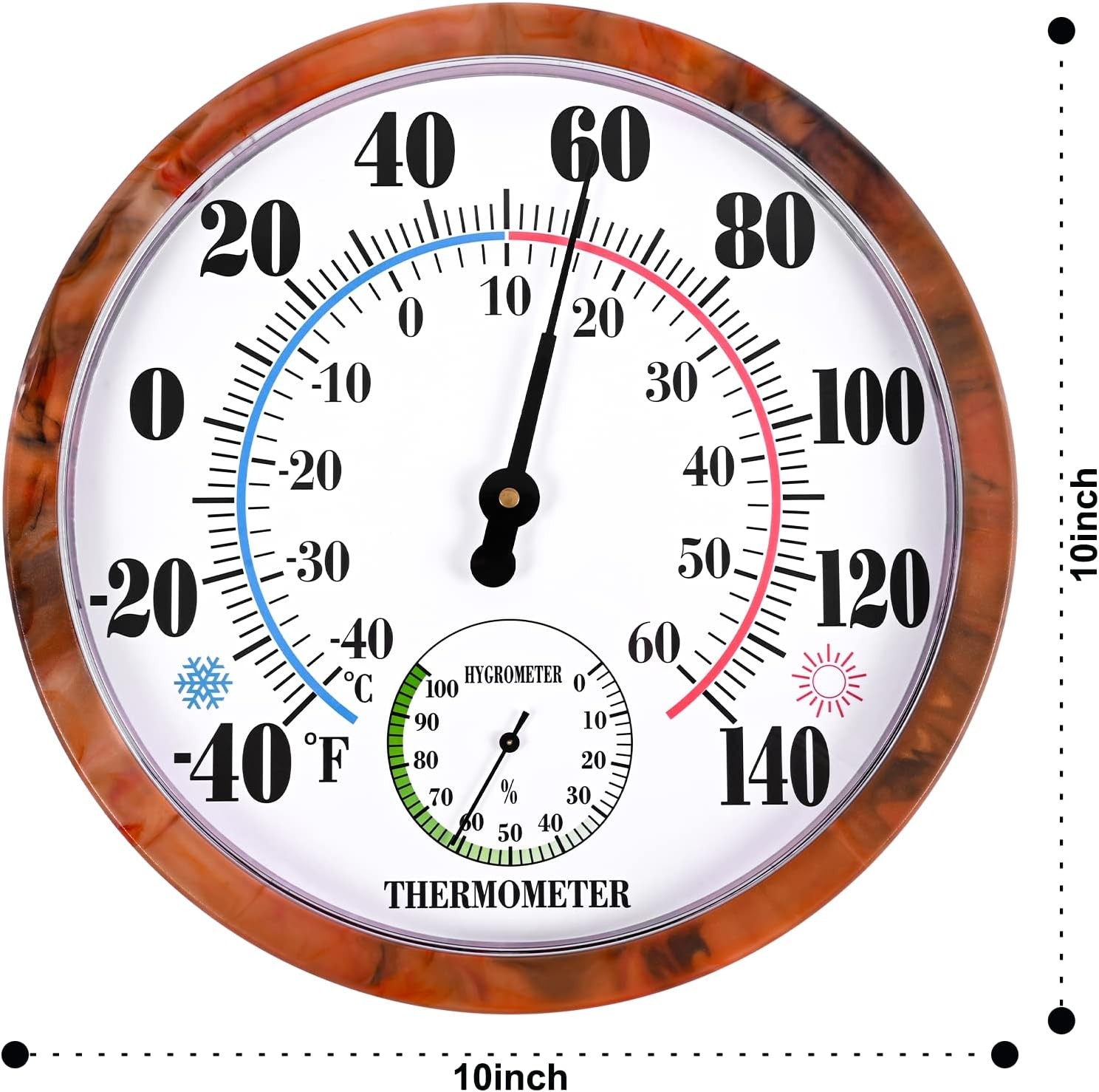 Indoor Outdoor Thermometer Hygrometer - 10Inch Outdoor Thermometers Large gallery