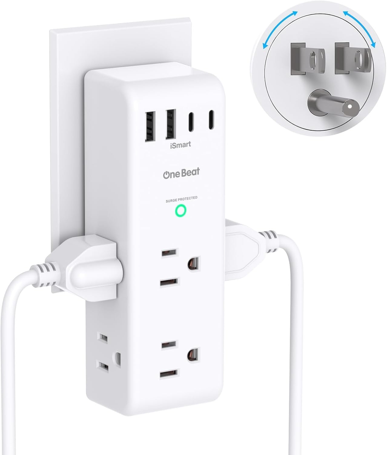 Multiple Plug Outlet Extender, 6 Wall Outlets and 3 USB Ports (1 USB C), Multi O gallery