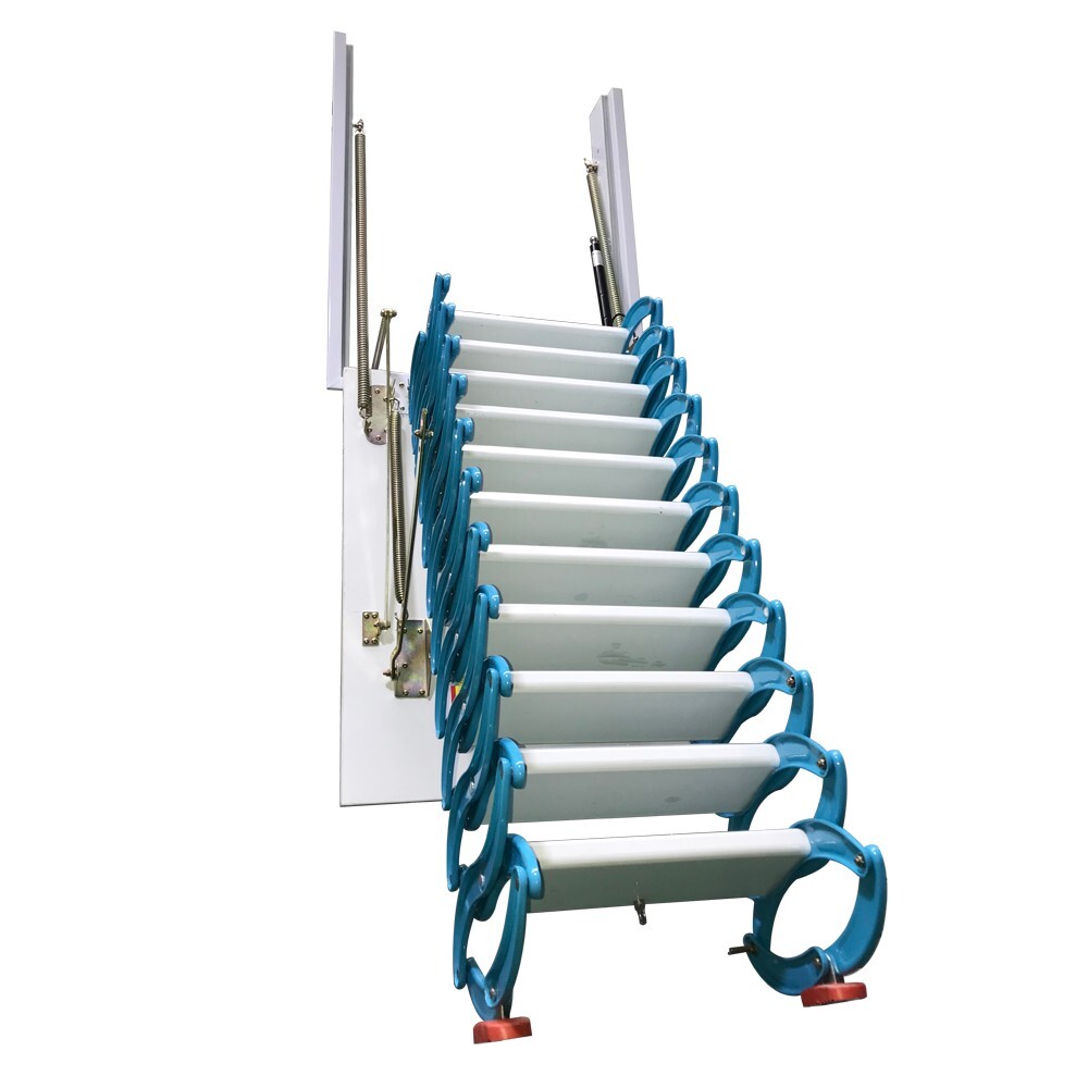 Attic Ladder Loft Wall Folding Stairs Blue 9.18ft Side-Mounted Pull Down Ladder gallery