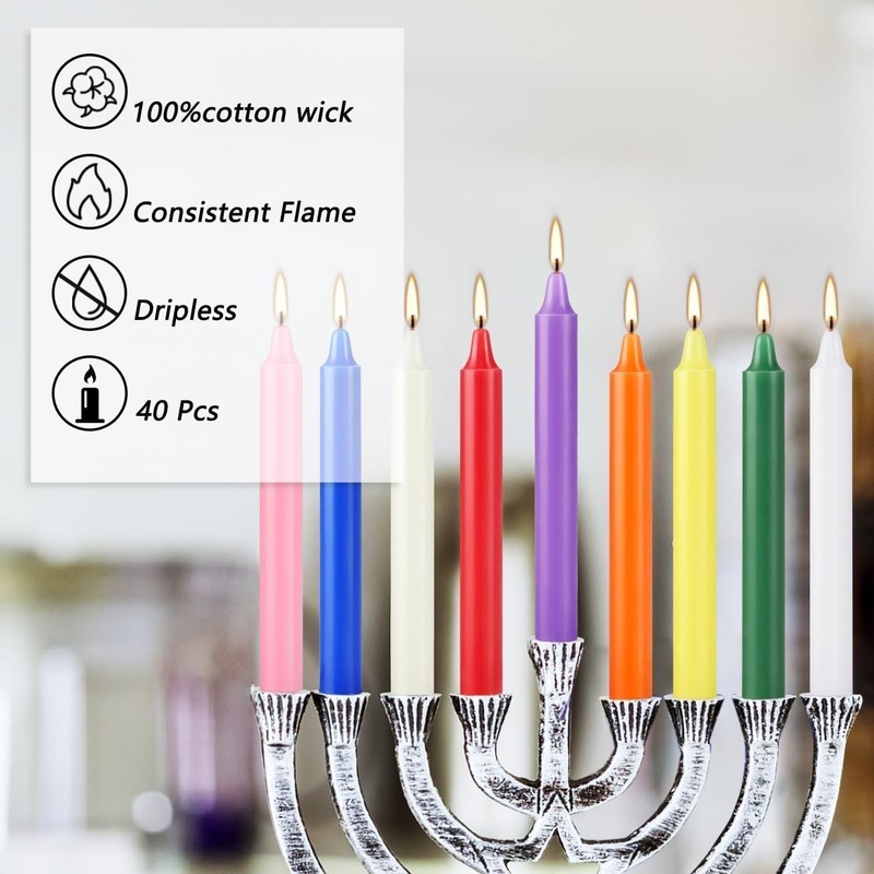 40 Pack Assorted Color Spell Chime Candles, 4 Inch Mini Taper Candles for Home gallery