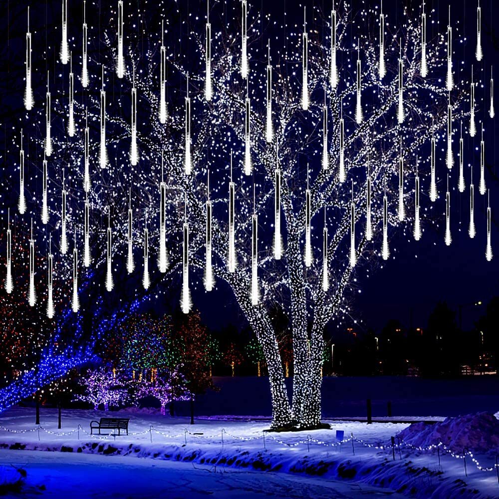 LED Meteor Shower Lights Falling Rain Drop Icicle String Waterproof Outdoor gallery