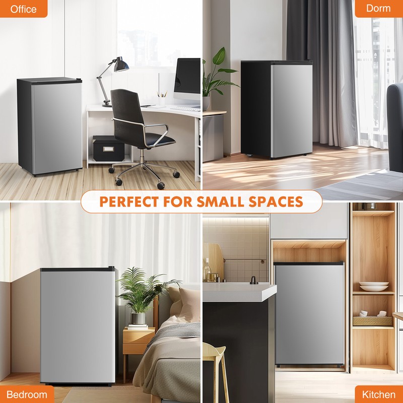 3.2 Cu.Ft Compact Mini Fridge with Freezer, Single Door, Adjustable Thermostat gallery