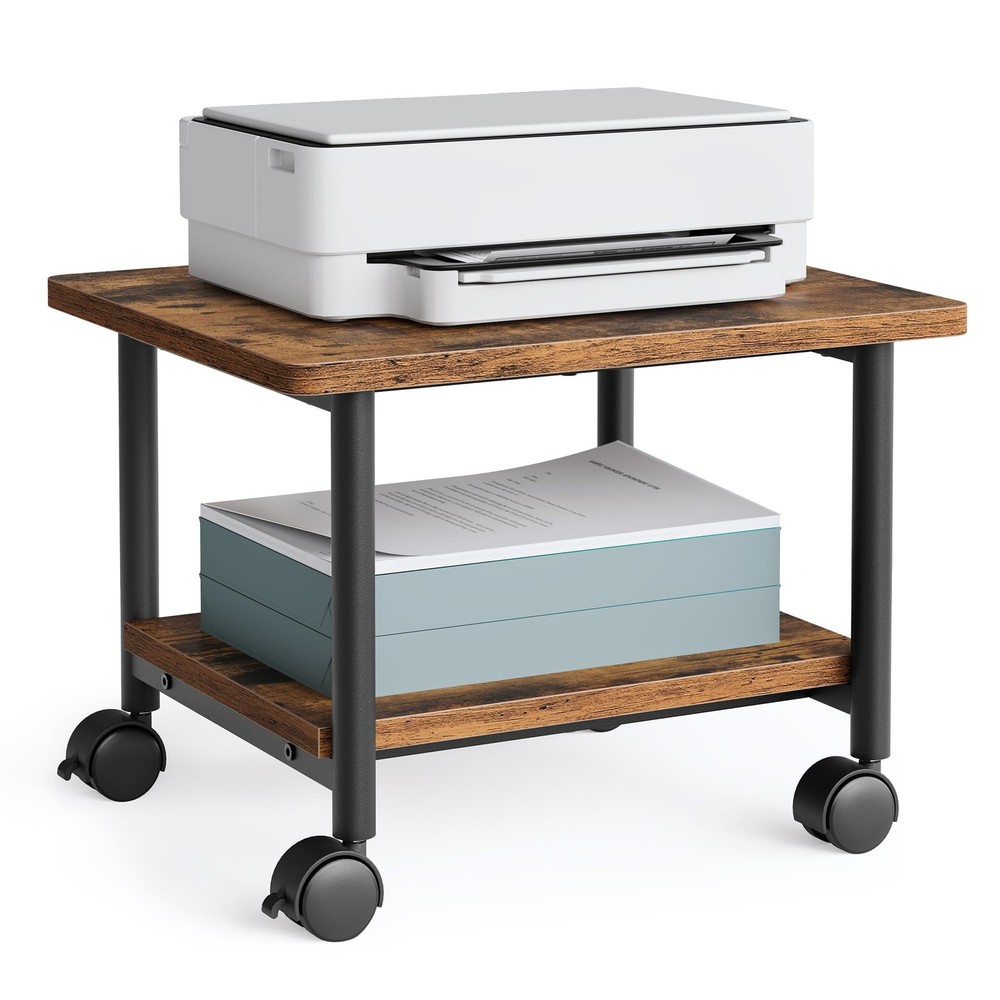 Printer Stand with Locking Wheels, Industrial Mobile Cart, Under Desk Printer...