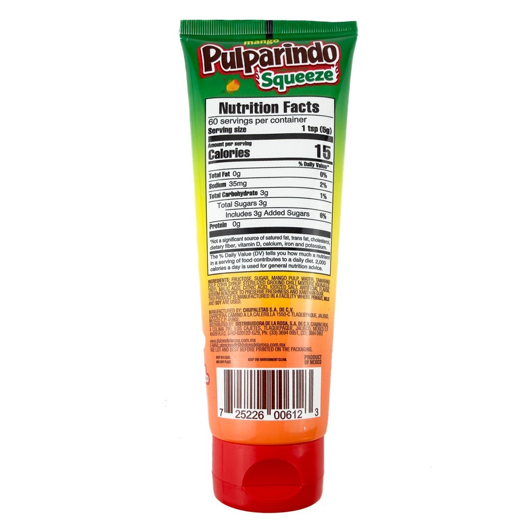 De La Rosa Pulparindo Squeeze Tamarind and Mango Flavor Mexican Candy 1 Piece gallery