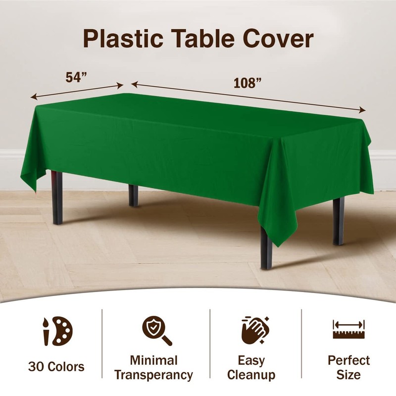 Exquisite 6-Pack Premium Plastic Tablecloth 54in. x 108in. Rectangle Plastic ... gallery