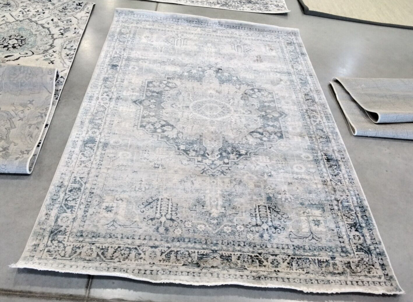 BLUE / GREY 5' X 8' Back Stain Rug Reduced Price 1172735692 VIC933F-5 gallery