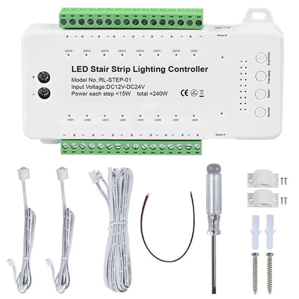 16 Channels Led Stair Light Staircase Controller 2 PIR for Indoor Flexible5438 gallery