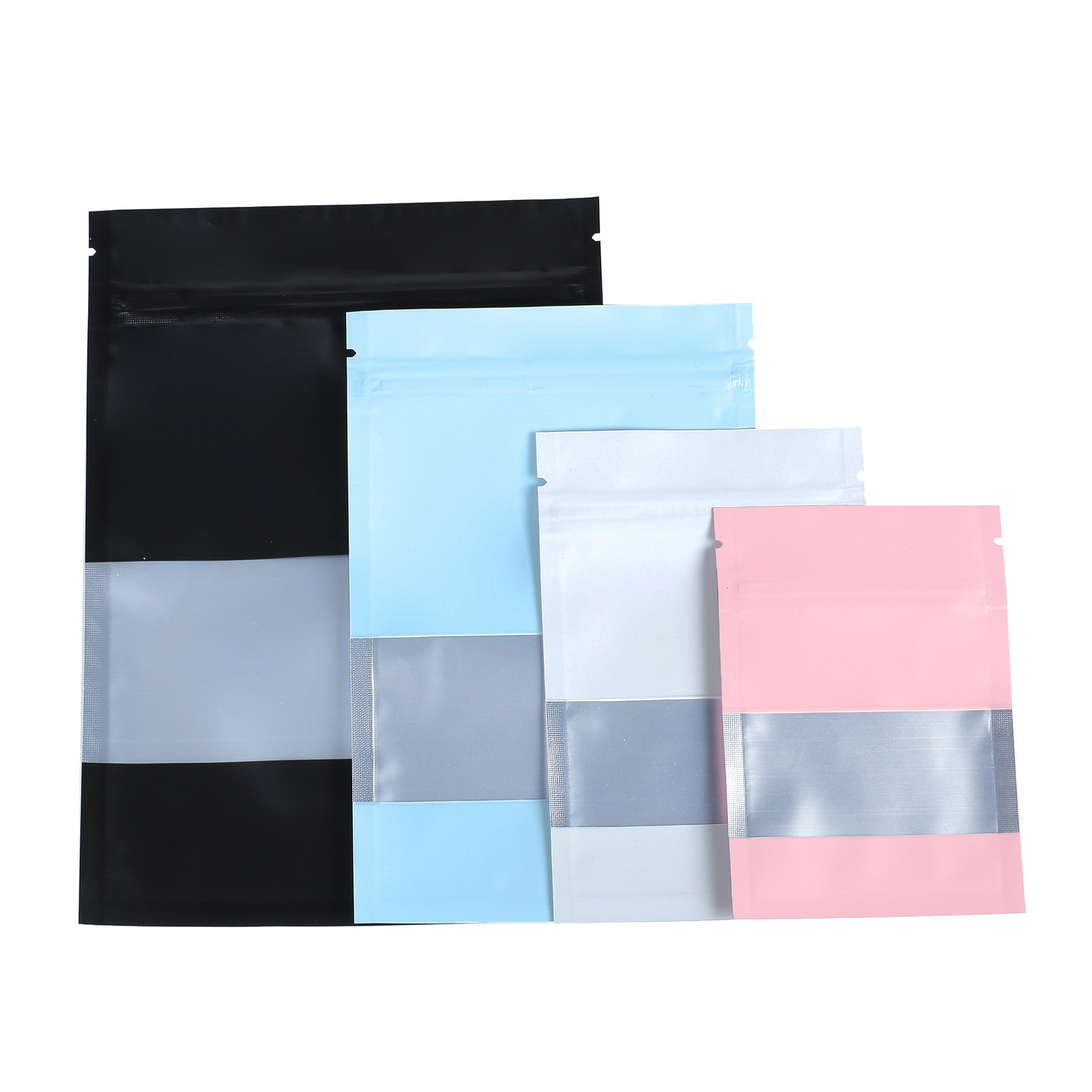 100 Matte Color with Clear Window Flat Resealable Storage Pouch with Mylar Foil gallery