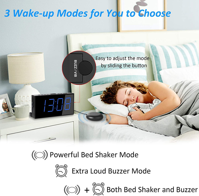 Extra Loud Alarm Clock Bed Shaker for Heavy Sleepers Hearing Impaired Deaf Teens gallery