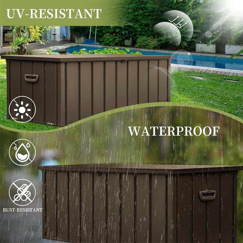 Waterproof Outdoor Storage Deck Box 200 Gallon Patio Storage Bin Dark Brown gallery
