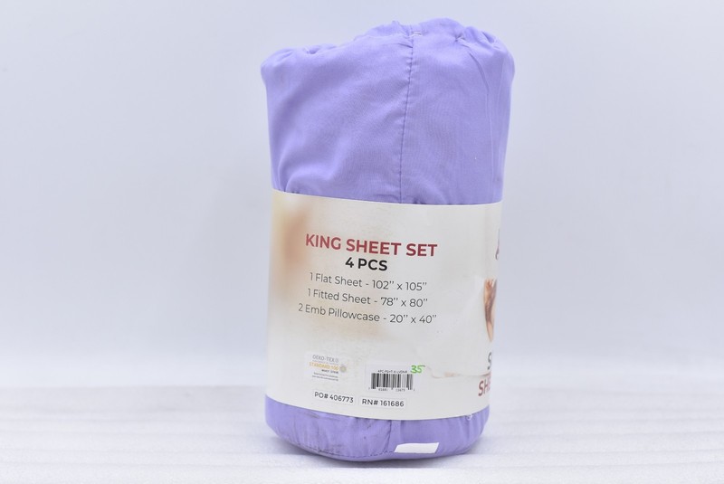 LDC Lux Decor Collection 4pc King Lavender Solid Sheet Set gallery