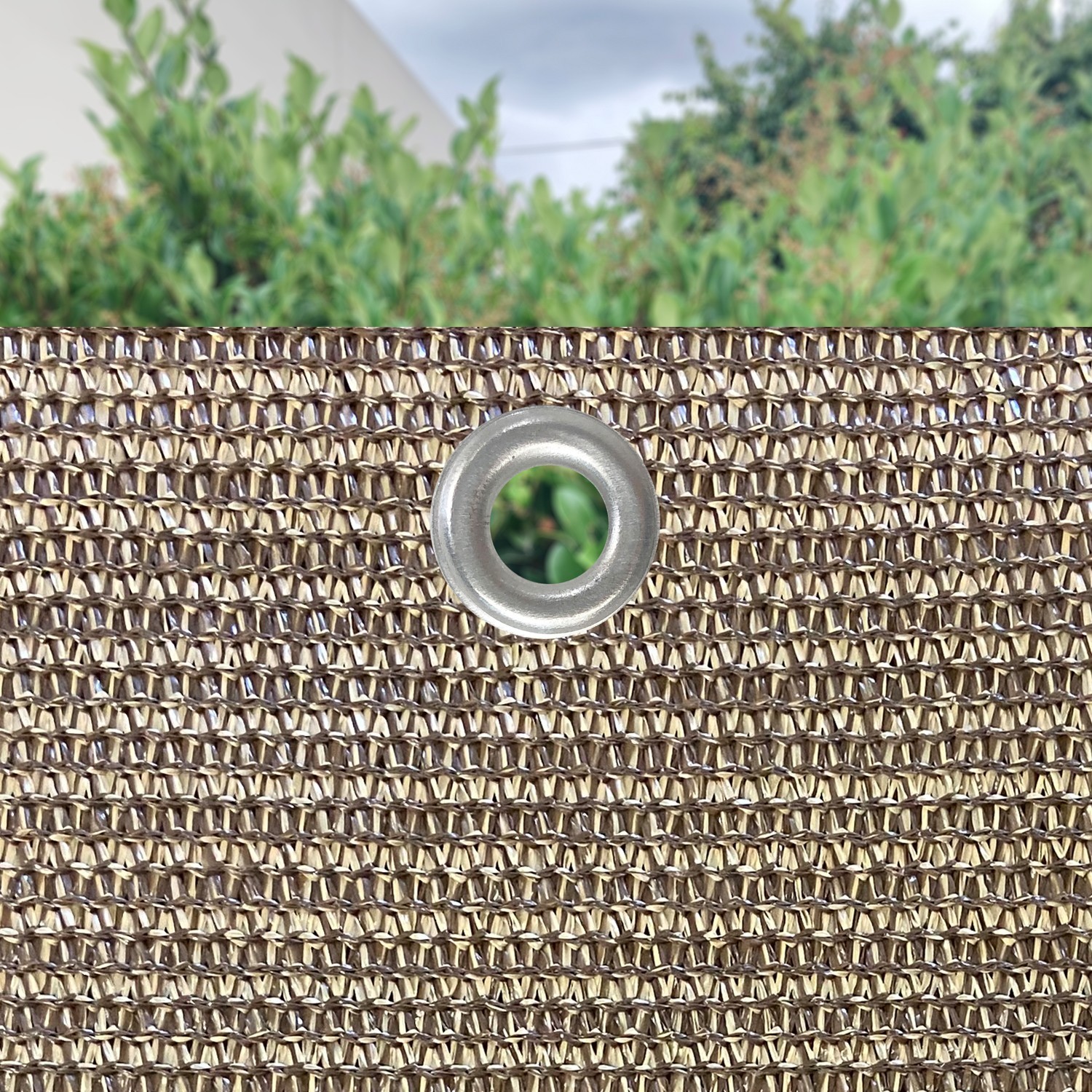 Custom sized Outdoor Privacy Mesh Fence Screen Cover Garden railing Walnut gallery