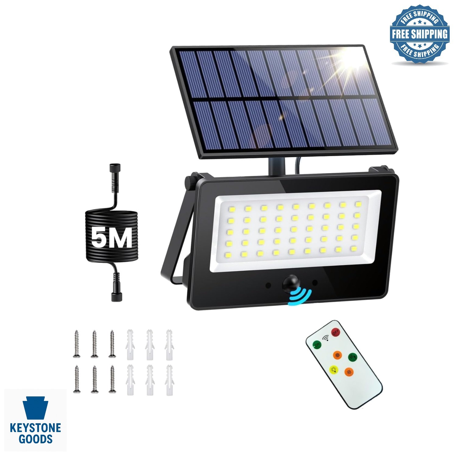 1000LM Solar Flood Light Outdoor Waterproof with Remote & 4 Modes gallery