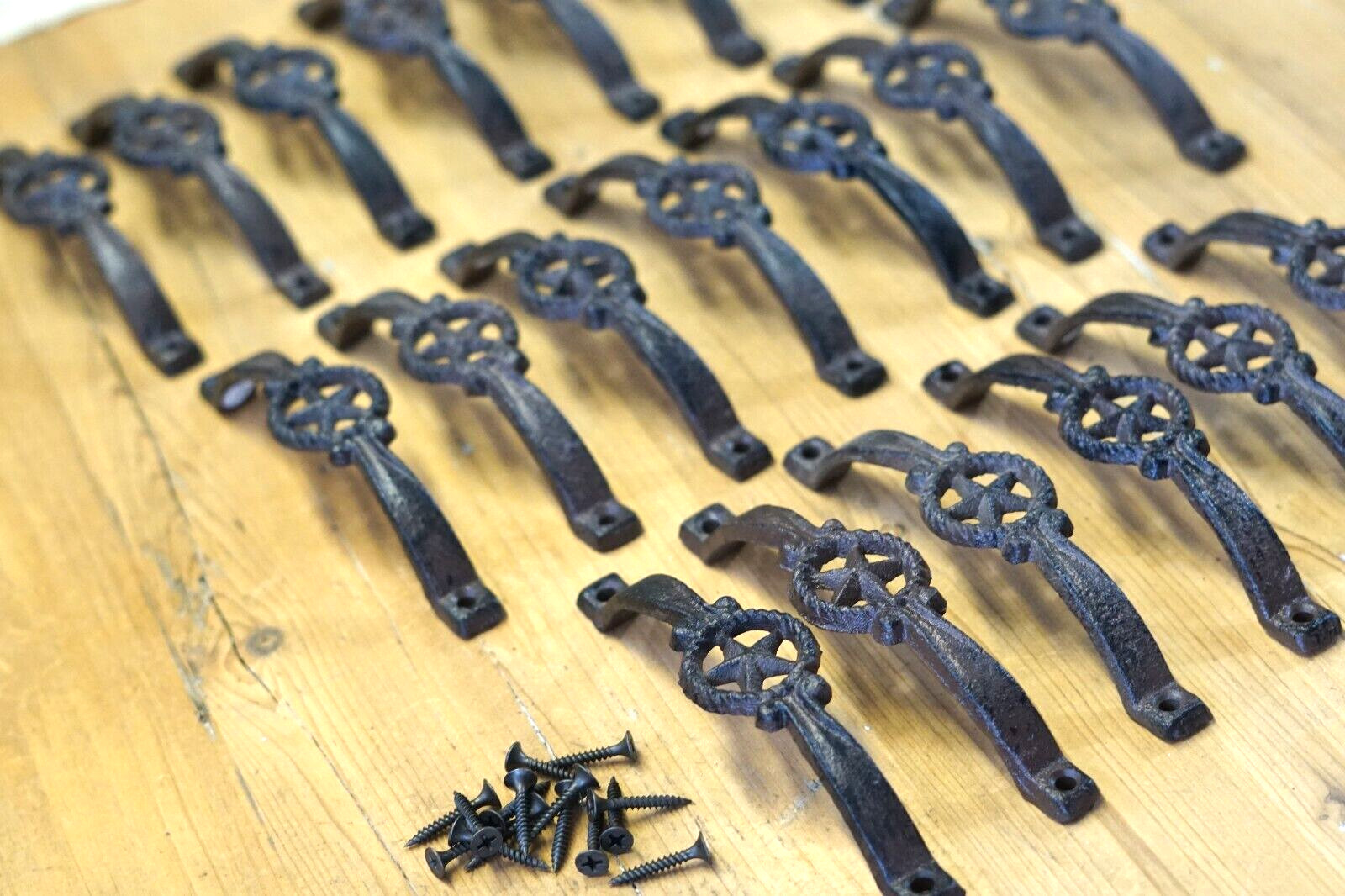 20 Cast Iron RUSTIC Drawer Pulls Handle Texas Star Fancy Western Cowboy Cabinet gallery