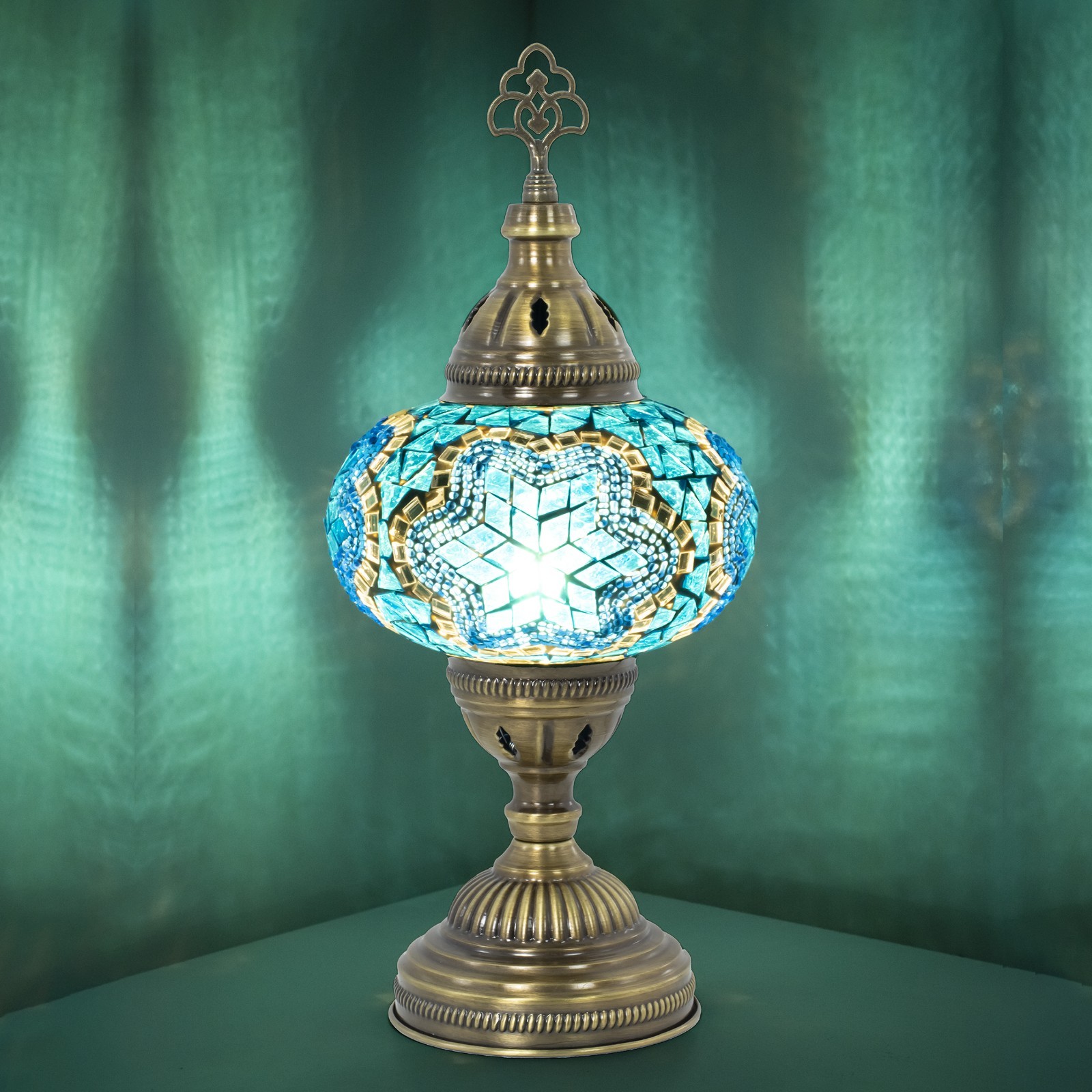 Free LED Bulb Included – Handmade Turkish Mosaic Table Lamp, Boho Moroccan Style gallery