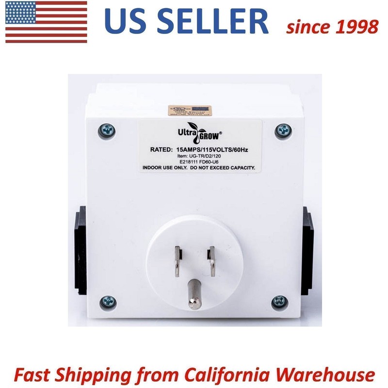 UltraGrow Heavy Duty Digital 7-Day Timer Double 3-Prong Outlet Plug LCD Display gallery