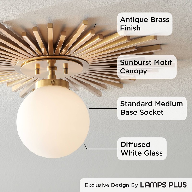 Hazel Modern Ceiling Light Semi Flush Mount Fixture 24" Warm Brass White Shade gallery