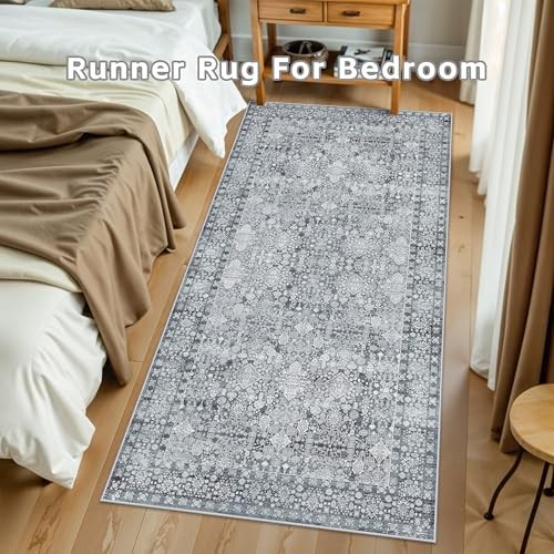 Entryway Runner Rugs Kitchen Mat 3x6 Grey - Non-Slip Washable Soft Stain and gallery