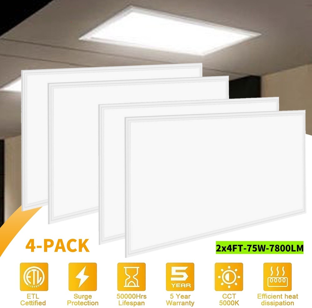 4-100Pack LED Flat Panel Light 5000K,2x4FT LED Panel Light 75W (250W Equivalent)