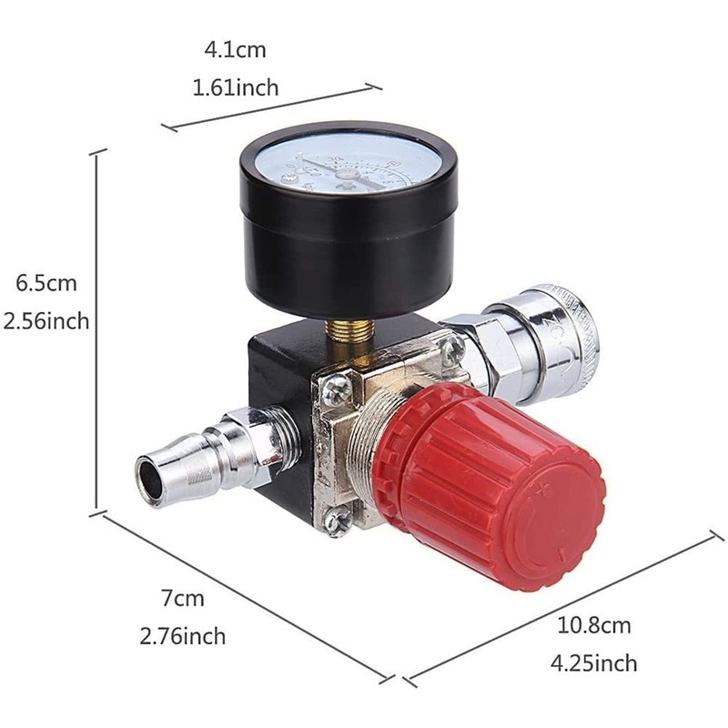 Air Compressor Pressure Regulator 0-175 PSI Dial Gauge Four Way Valve gallery
