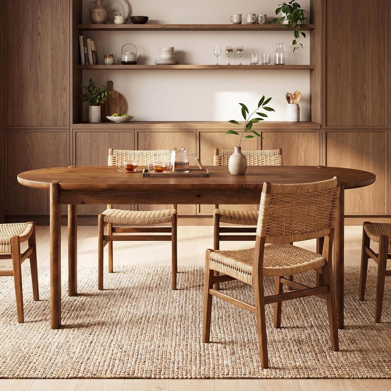 63" Solid Wood Oval Dining Table for 4-6, Rustic Kitchen Table for Dining Room gallery