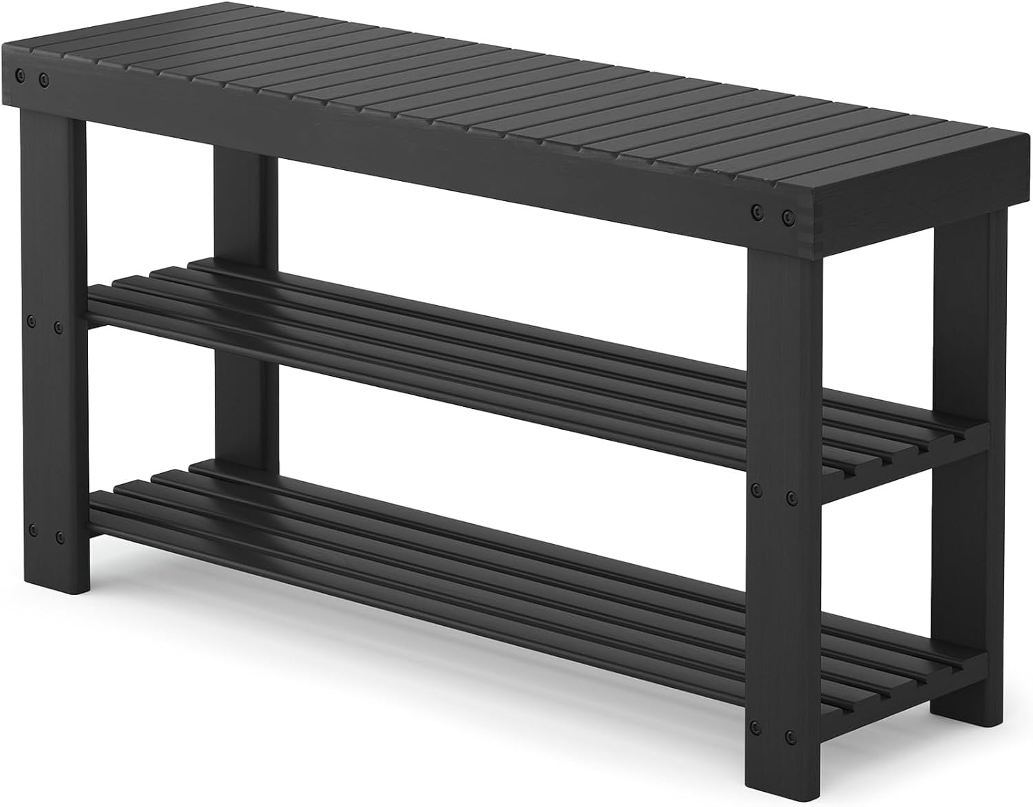 Bamboo Shoe Rack Bench 3-Tier Storage Organizer for Entryway gallery