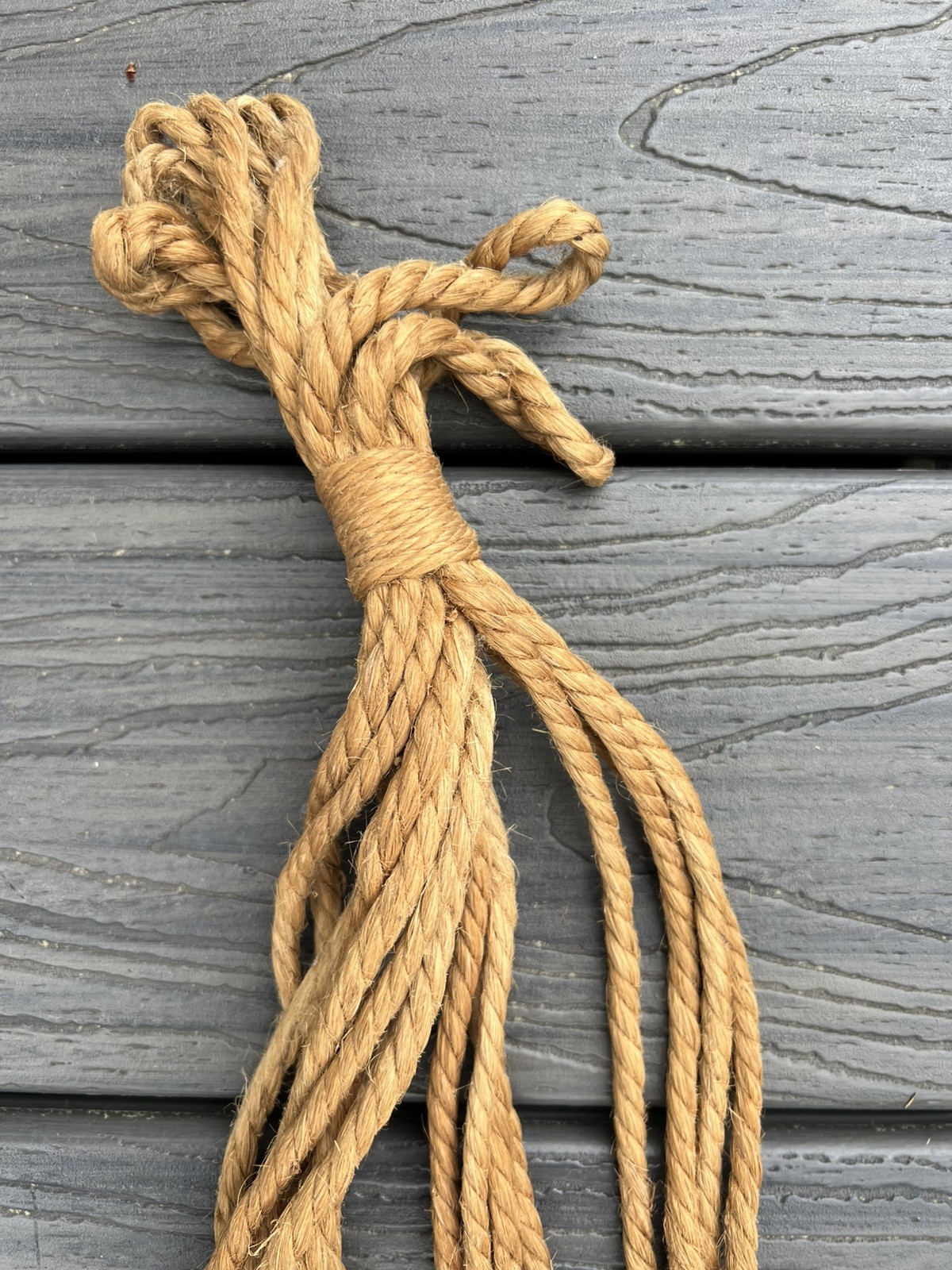 Vintage 1970s Macrame Jute Braid & Wooden Bead Plant Hanger Boho Retro MCM gallery
