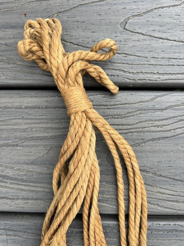 Vintage 1970s Macrame Jute Braid & Wooden Bead Plant Hanger Boho Retro MCM gallery