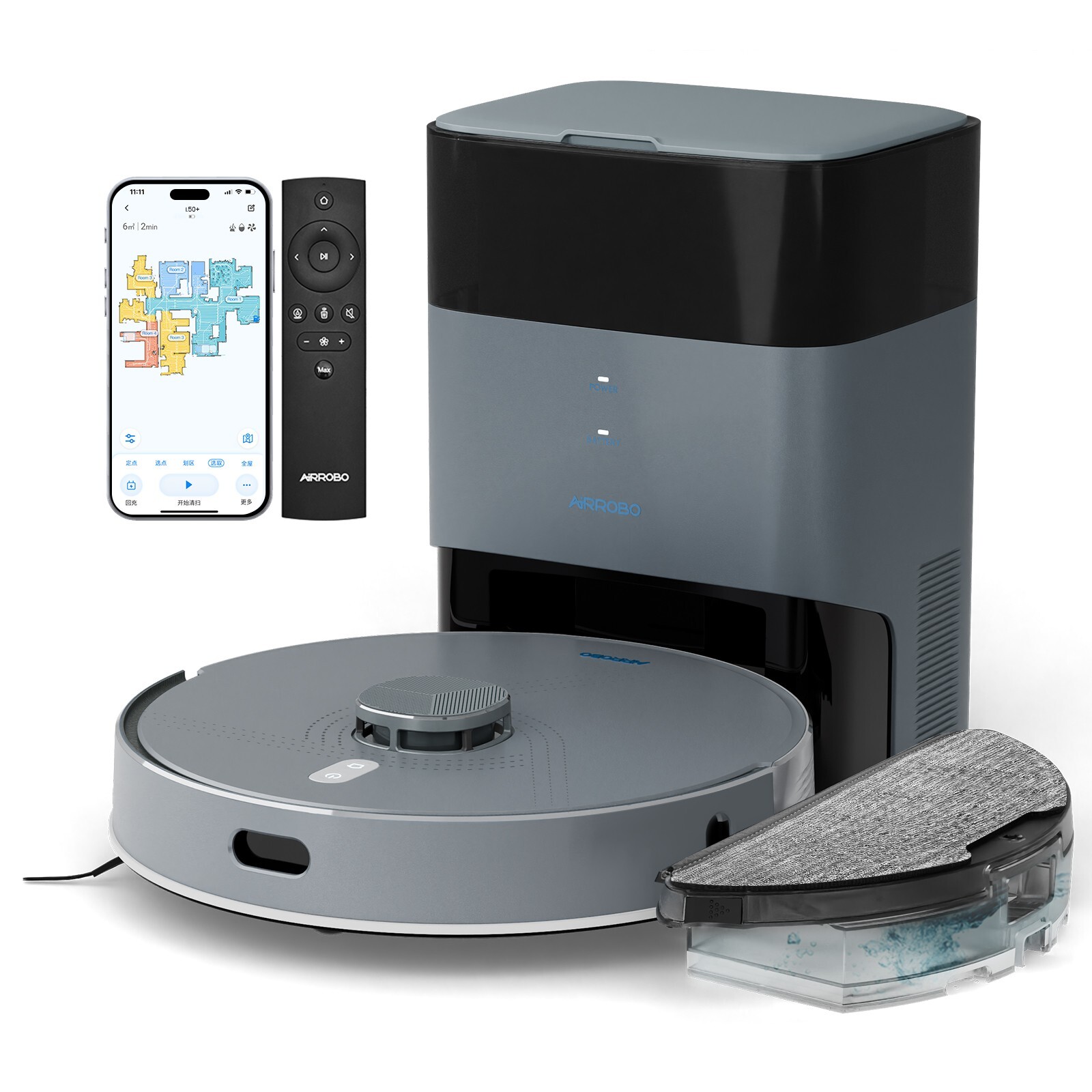 AIRROBO L50+ Self-Emptying Robotic Robot Vacuum and Mop 240Min Home Mapping gallery
