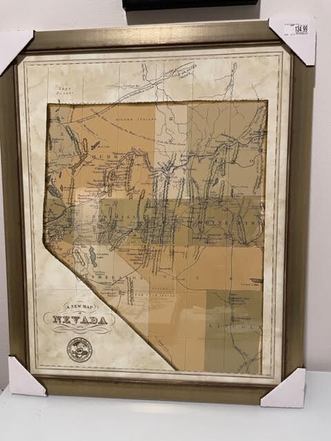 2 Piece NEVADA & ARIZONA Canvas wall Art Framed under glass 28in x 34in gallery