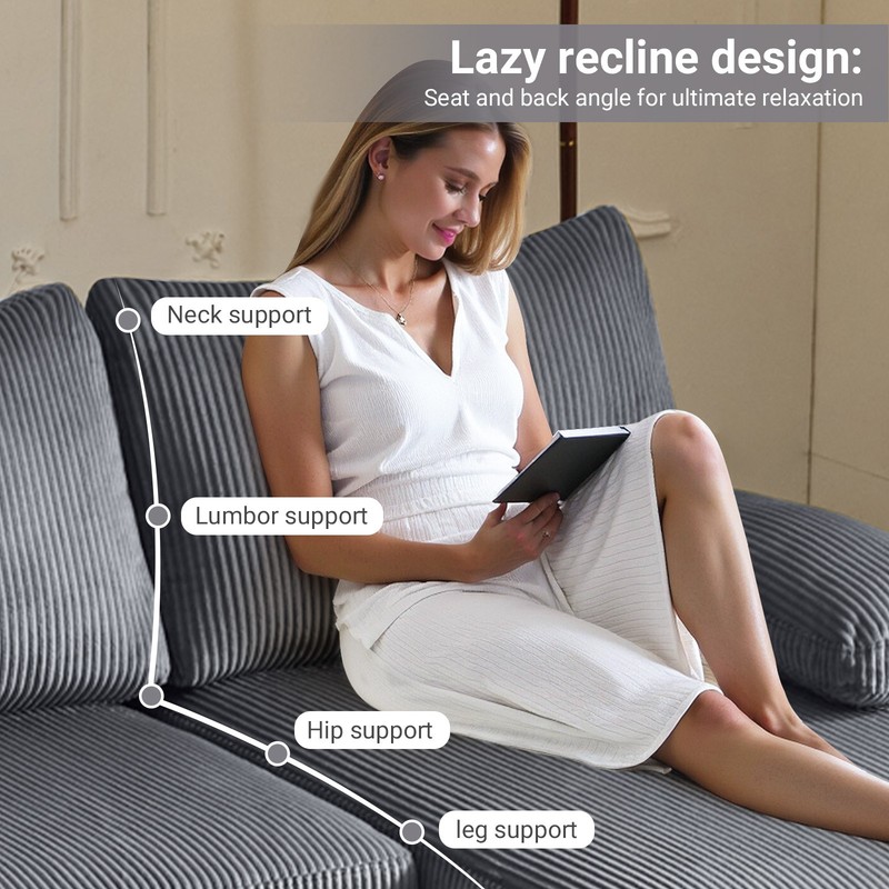 U-Shape Sectional Sofa Set with Corduroy Fabric Home Furniture Reception Room gallery