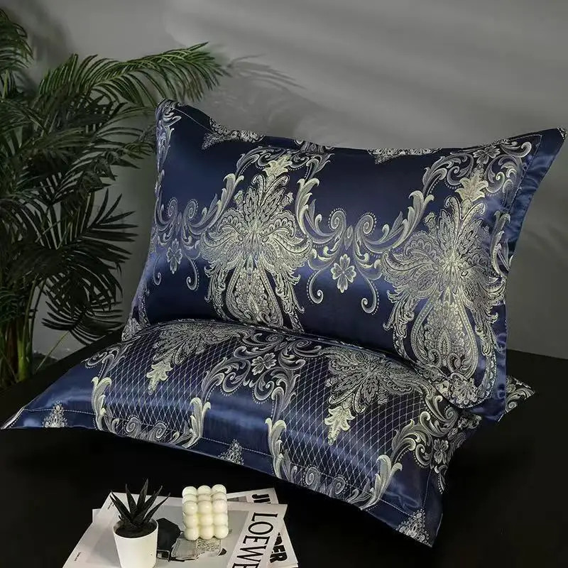 2PC Solid Silk Pillowcases Decorative Luxury Cushion Cover Envelope Style Hair S gallery