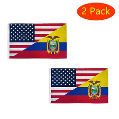 2 Pack Double Sided USA & Ecuador Combination Flag 3x5ft Vibrant Print