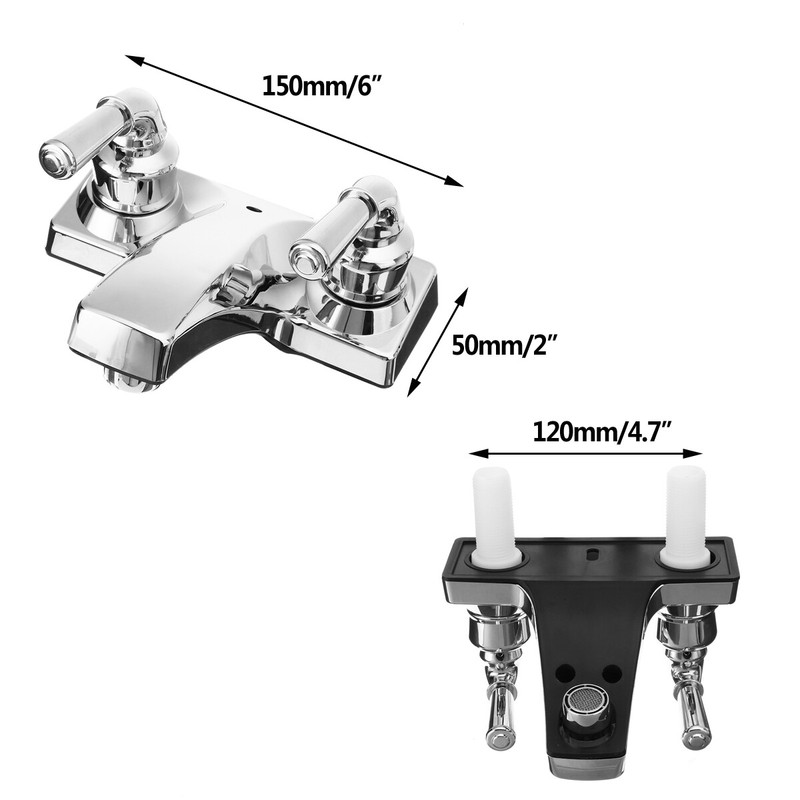 Universal Chrome Plastic Basin Sink Faucet Lavatory 2 Handles Vanity Mixer Tap gallery