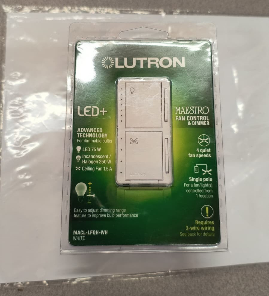 Lutron Maestro Fan Control and Light Dimmer MACL-LFQH-WH-White gallery
