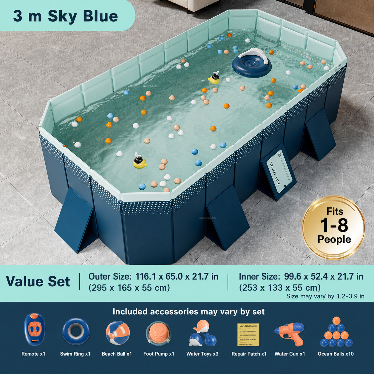 Non-Inflatable Swimming Pool Family Above Ground Backyard Pool Value Set gallery