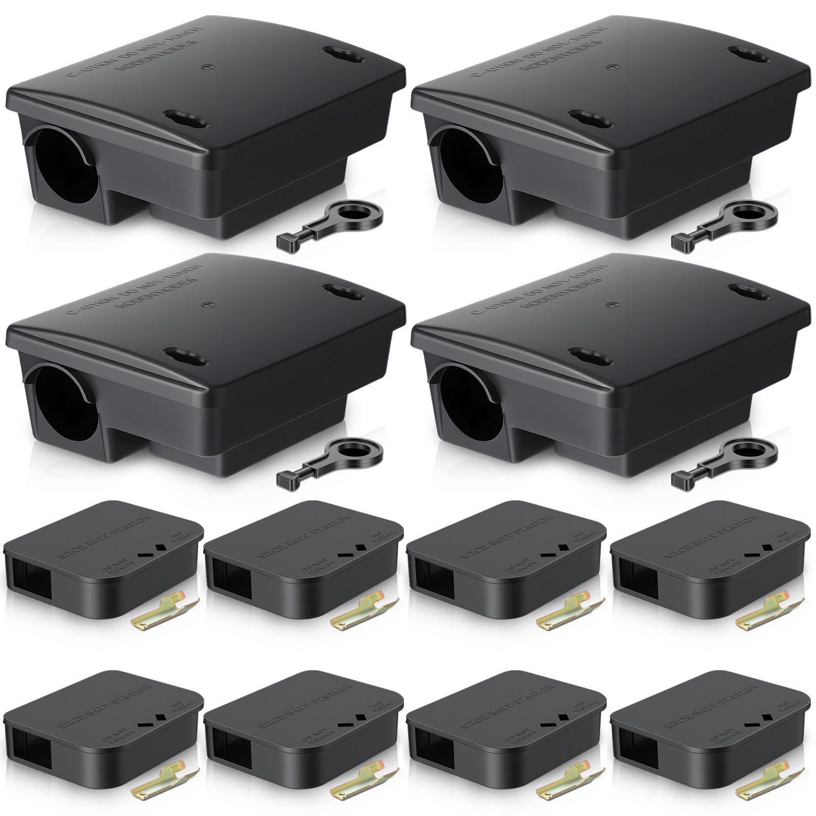 12 Pack Key Required Rat Station Box 4 Large & 8 Compact Outdoor Mouse Bait S... gallery