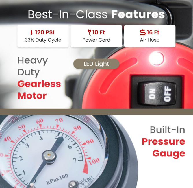 Portable 12V Air Compressor 120 PSI for Car, Truck, SUV & RV – Heavy Duty gallery