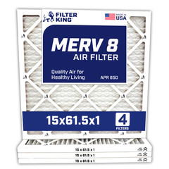 Filter King 15×61.5×1 Air Filter 4-PACK MERV 8 Actual Size 15 x 61.5 x .75″