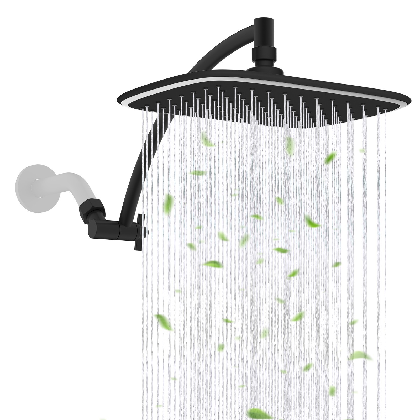 10" Rainfall Shower Head with 12" Shower Head Extension Arm Adjustable Black gallery