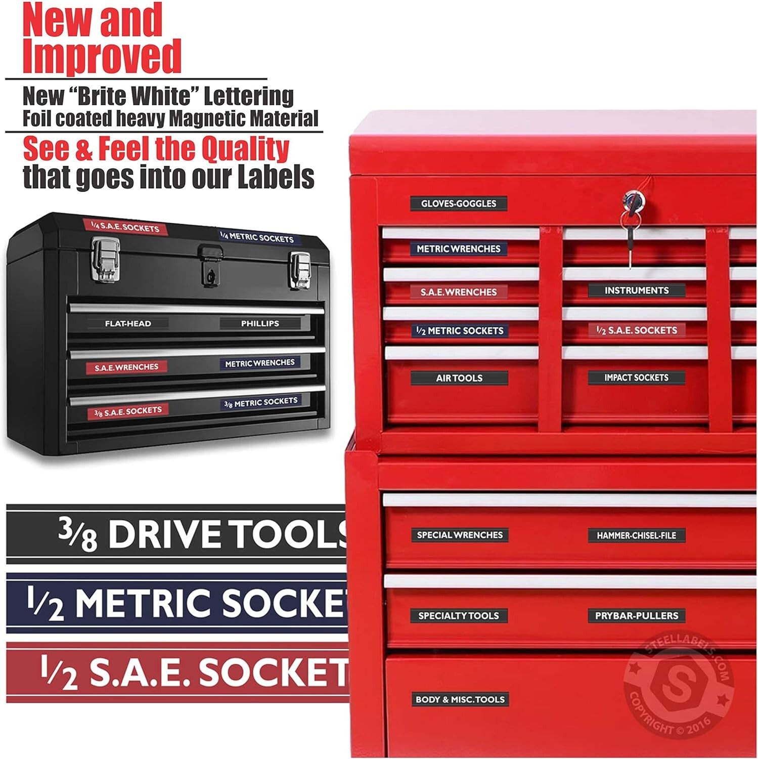 Magnetic Tool Chest Drawer Labels for Craftsman & Mechanics Organize your Tools gallery